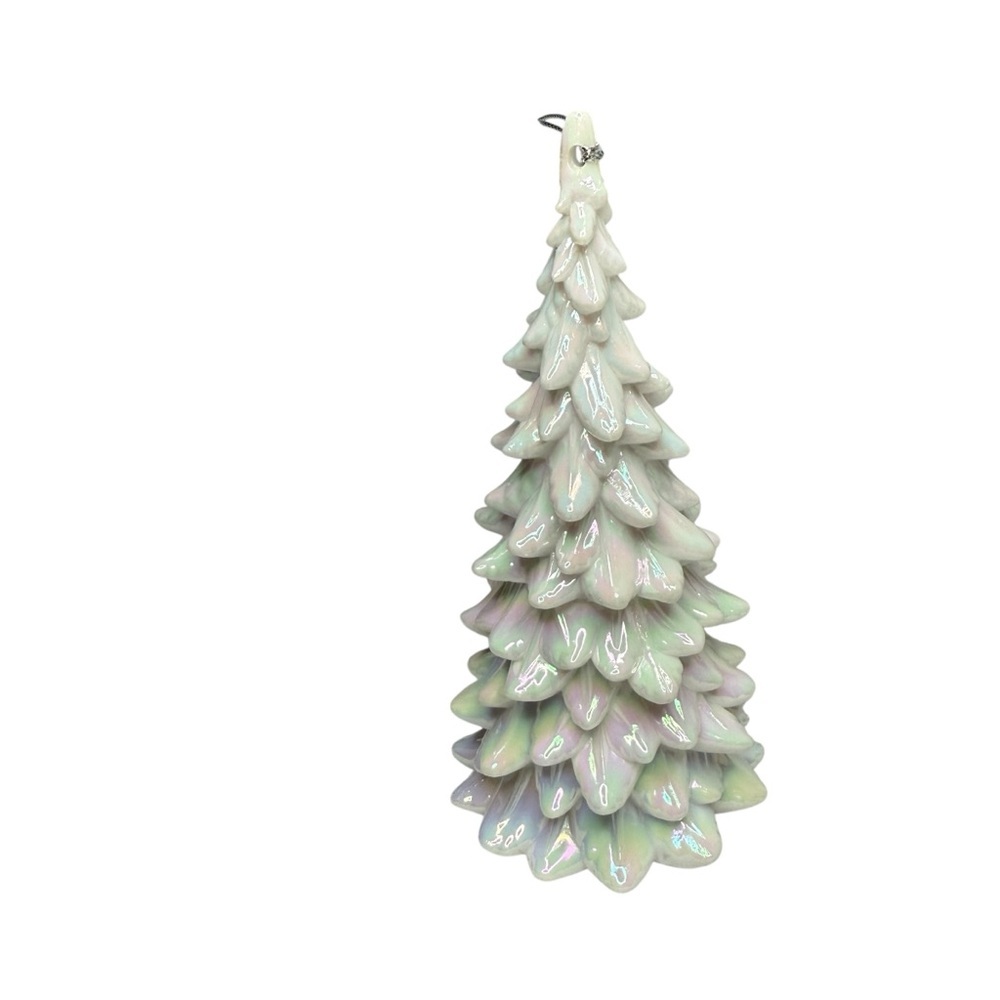 Christmas Tree Ornament Iridescent Translucent White Pearlescent Hanging